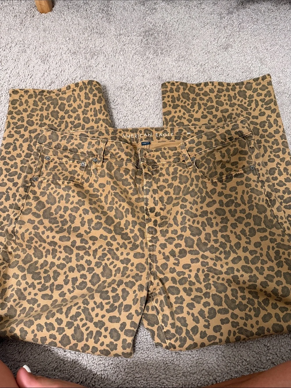 American Eagle Outfitters Leopard Print Stretch Jeans - Tan and Brown - Picture 2 of 7